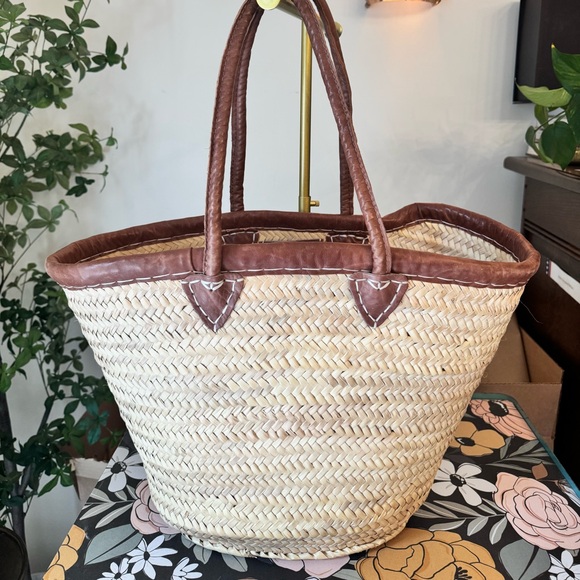 Anthropologie Style shopping bag Leather Trim Tote - Picture 2 of 6